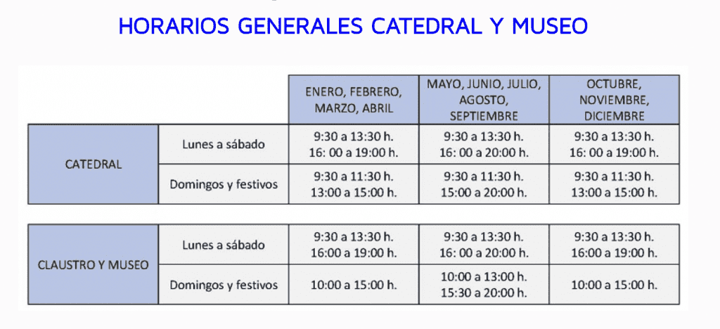 horarios de visita de la catedral de León